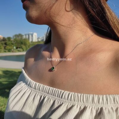 Yaşıl qaş 925 əyar gümüş boyunbağı – 601