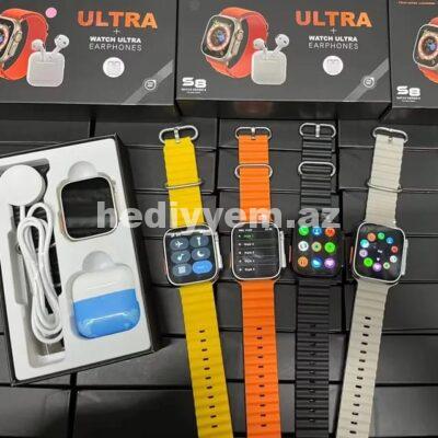 S8 Ultra + Qulaqlıq Smart Saatlar