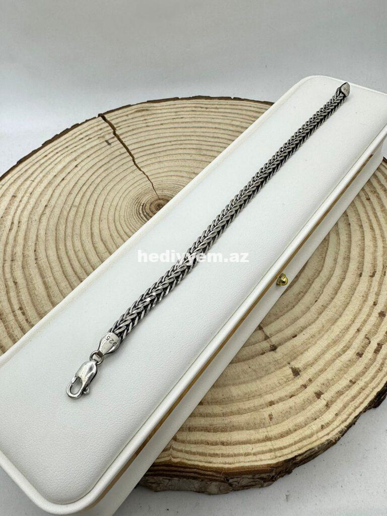 Kisi ucun 925 Gumus Qolbaq (Bilerzik) №g43