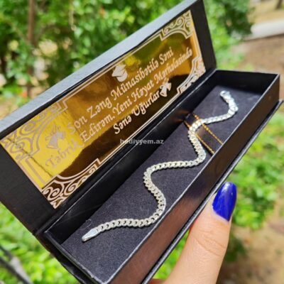 Kişi 925 ayar Gümüş Qolbaq – (3081)