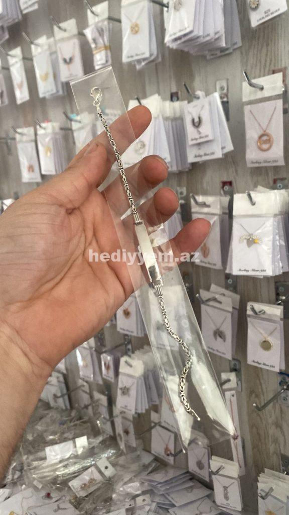 Kişi 925 ayar Gümüş Qolbaq – (3088)