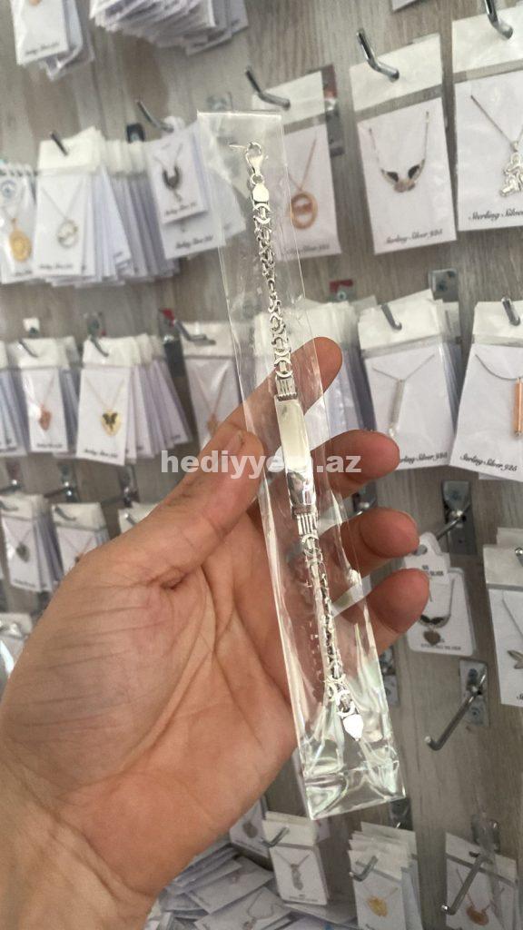 Kişi 925 ayar Gümüş Qolbaq – (3086)