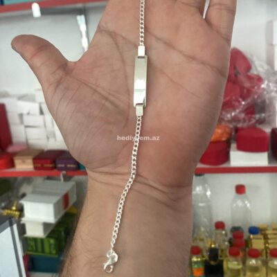 Kişi 925 ayar Gümüş Qolbaq – (3087)