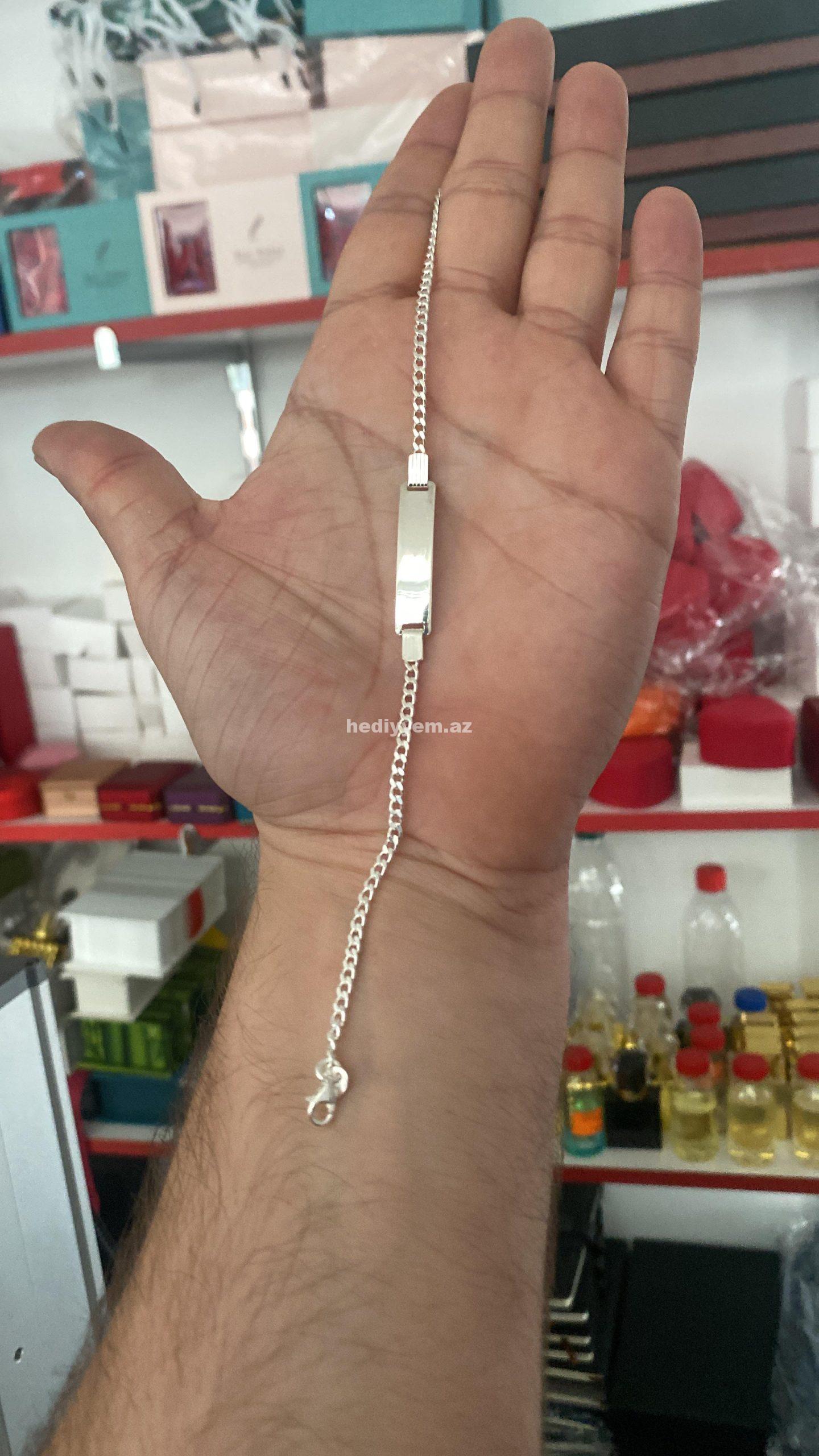 Kişi 925 ayar Gümüş Qolbaq – (3087)